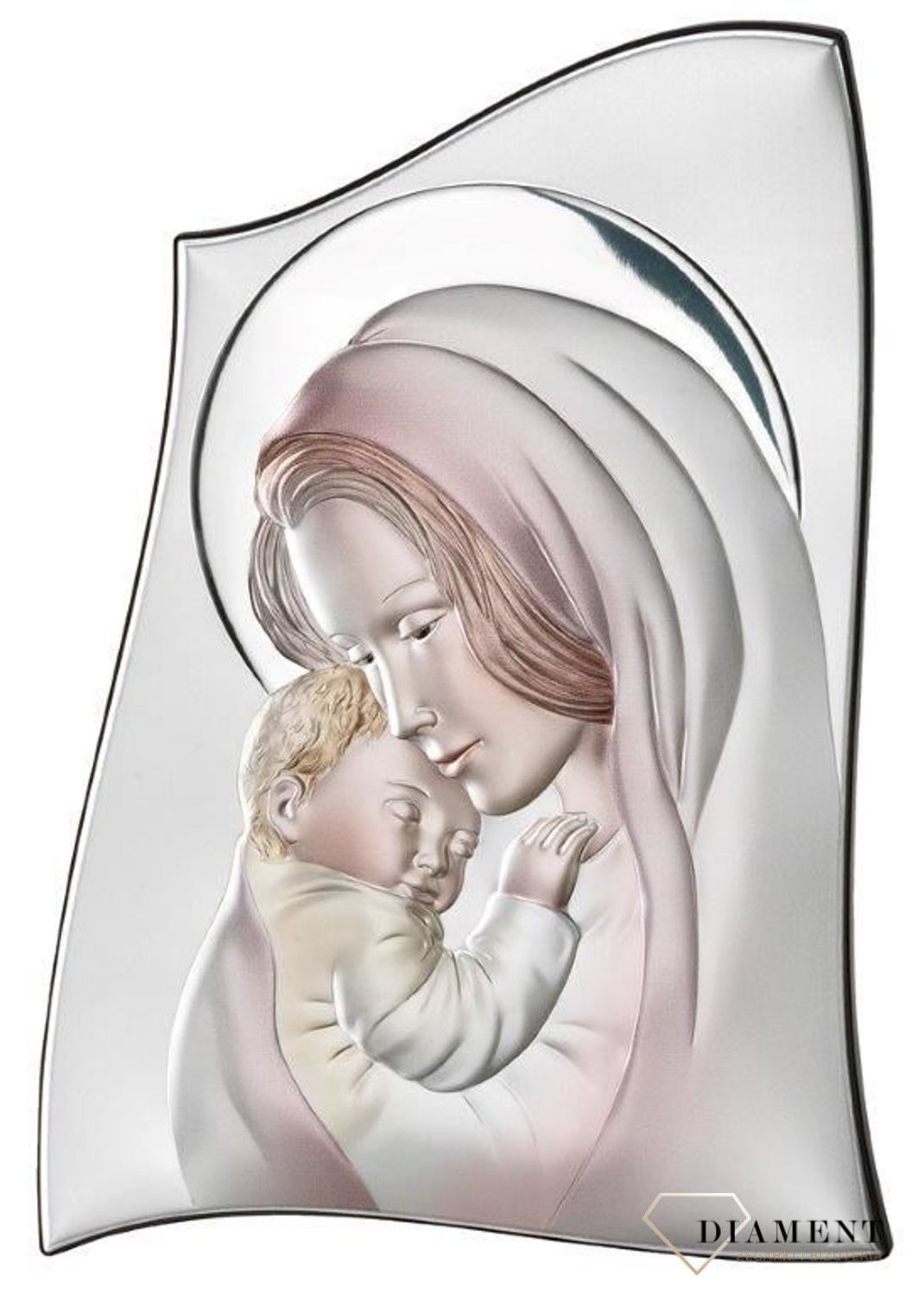 Obrazek srebrny Matka Boska z Dzieciątkiem Jezus 81000.3L COL. Matka boża z dzieciątkiem. Matka z jezusem. Obrazek święty na pamiątkę ślubu. na prezent, na chrzest..jpg